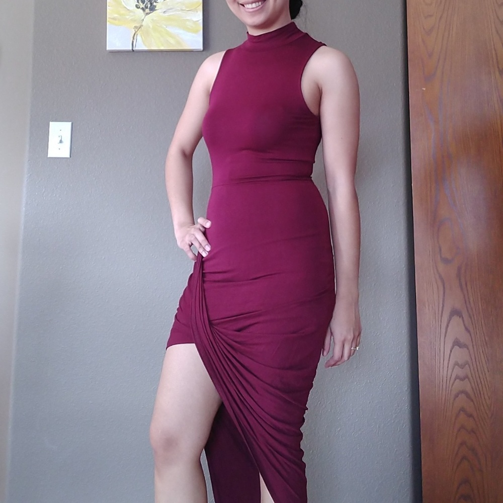 Asymmetrical Drape Hi-Lo Dress - Picture 5 of 7